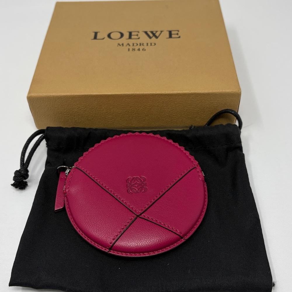 New Loewe Anagram Round Coin Purse Featuring Embossed Branding